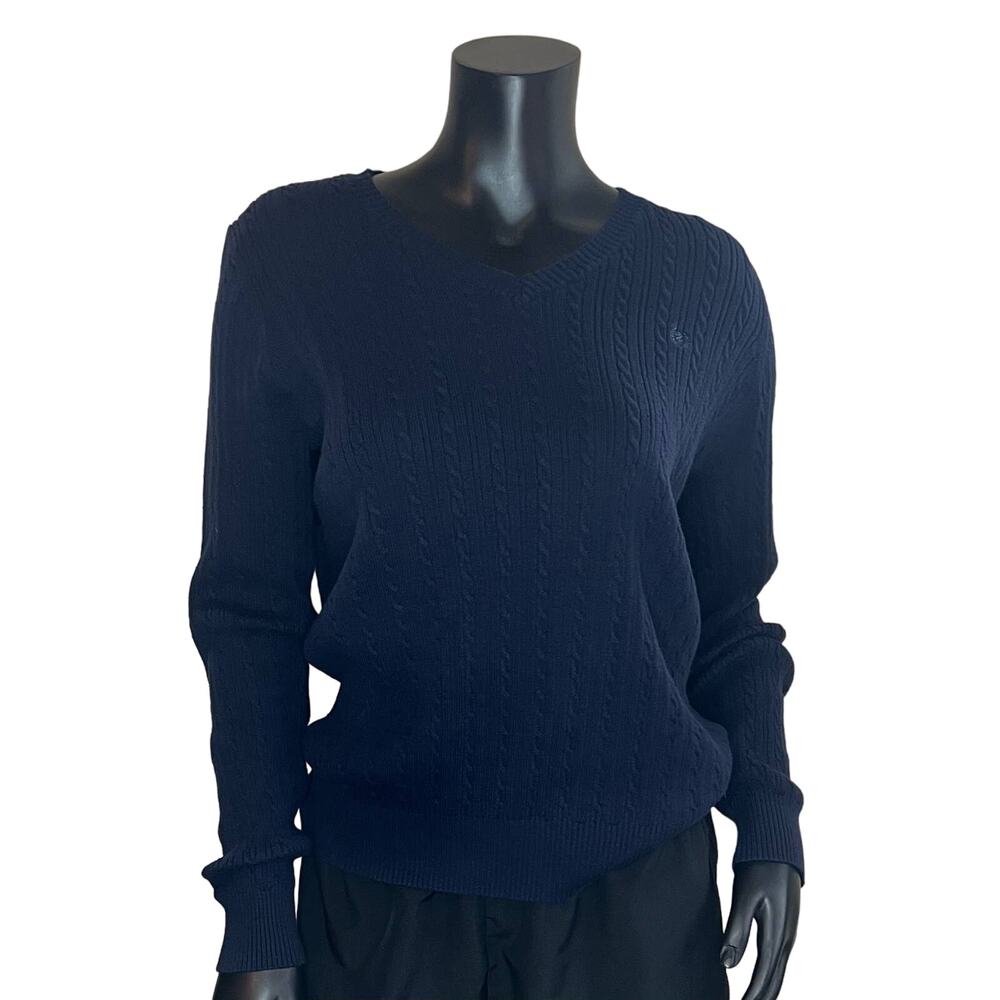 IZOD-Women’s V-NeckBlue Women’s Large Cotton Sweater
